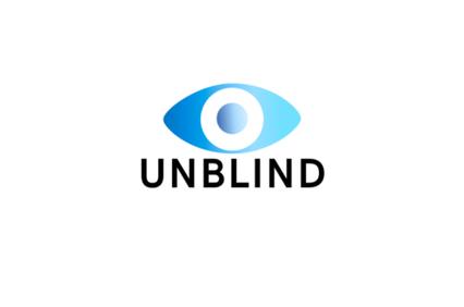A logo featuring an eye and the word 'UNBLIND'.