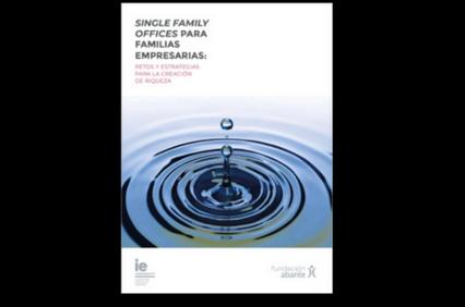 A cover page for a report on single family offices for entrepreneurial families, featuring a water ripple effect.