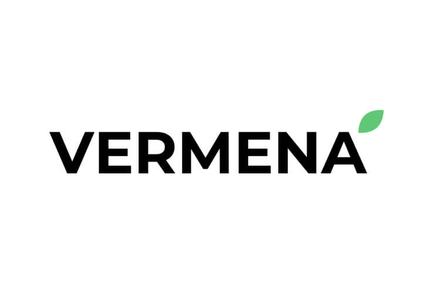 A logo of the word 'VERMENA' in black lettering with a green leaf on the letter 'A'.