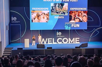 A presentation at IE University introducing the concept of fun experiences in university life.