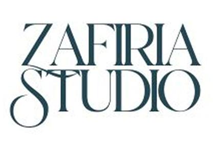 A logo design for Zafiria Studio featuring elegant typography.