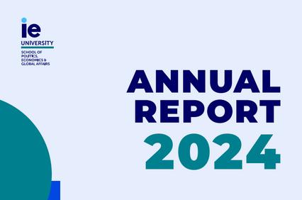 This is the cover of the annual report for IE University for the year 2024.