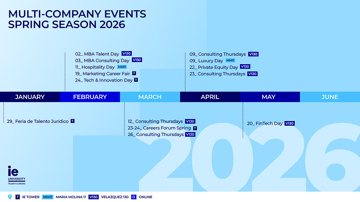 A schedule of multi-company events for Spring 2026.