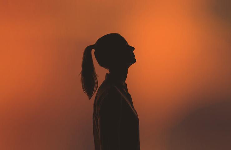 Woman shadow with orange color