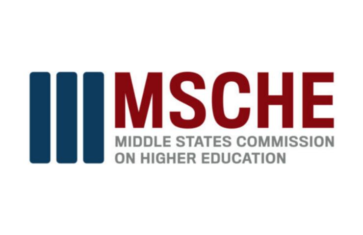 Logo of the Middle States Commission on Higher Education featuring vertical blue bars and the acronym 'MSCHE'.