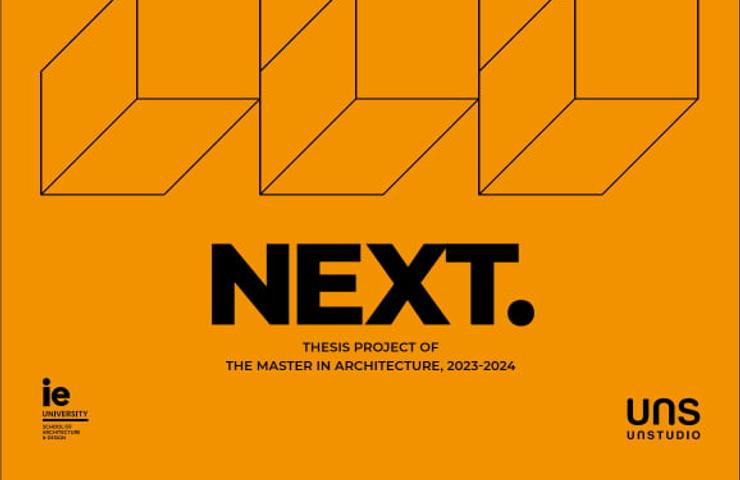 A graphic design representing the thesis project titled 'NEXT.' in architecture.