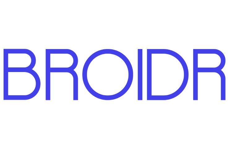 A blue text logo that reads 'BROIDR' in uppercase on a white background.