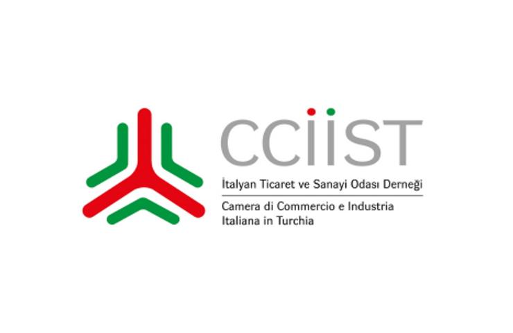 Logo of the Italian Chamber of Commerce and Industry in Turkey, featuring a stylized design with red and green colors above the name 'CCIIST'.