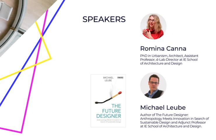 The image displays a promotional graphic for a conference, highlighting two speakers with their photos, names, and brief bios along with artistic graphical elements.