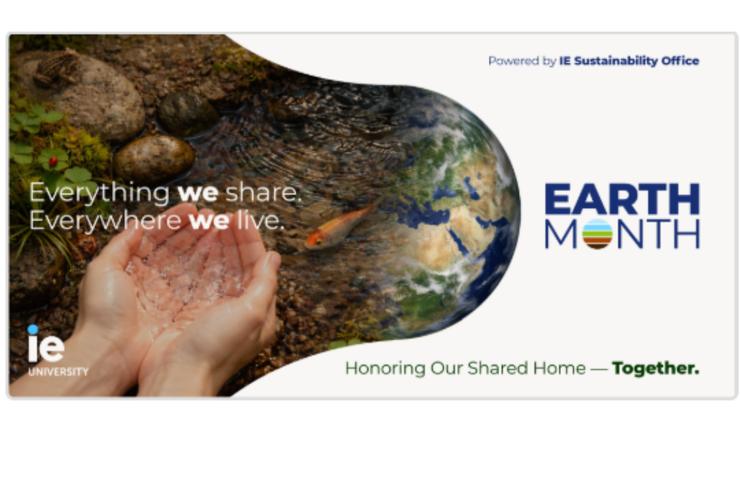 A promotional image for Earth Month highlighting sustainability and shared responsibility for the environment.