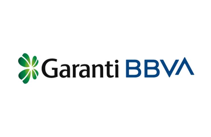 Logo of Garanti BBVA featuring a green flower icon next to the text Garanti BBVA.