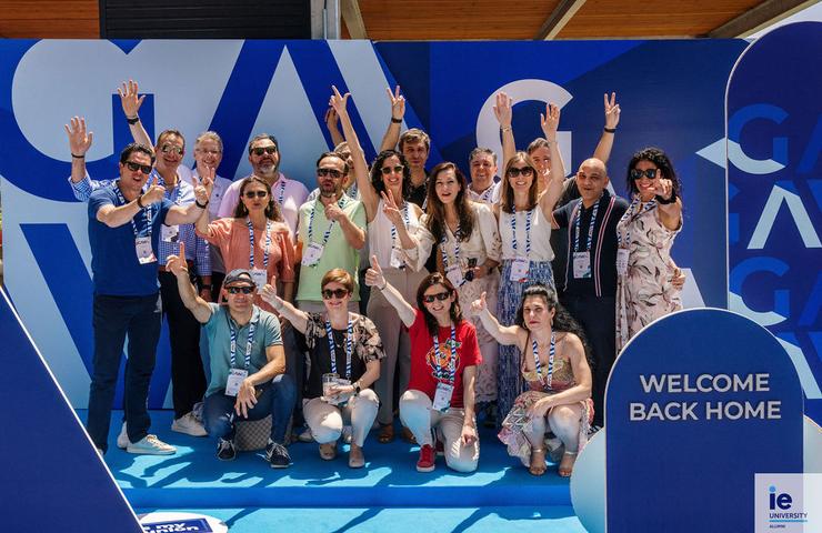 A cheerful group of people celebrating an event together.