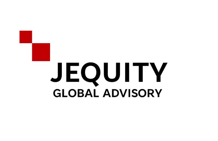 A logo of Jequity Global Advisory featuring a red box above the letter J in black and red.