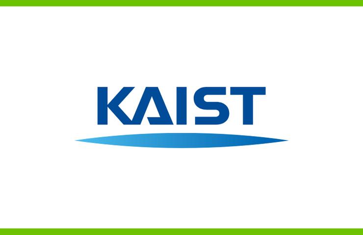 Logo of KAIST, featuring the acronym in blue letters over a stylized blue wave design on a white and green background.