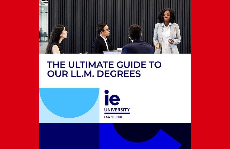 A professional setting showcasing a woman presenting information to a group regarding law degrees.