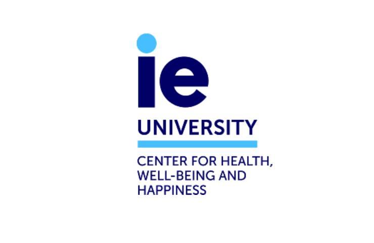 This is the logo of IE University featuring its Center for Health, Well-Being and Happiness.