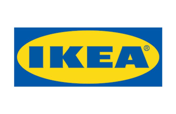 A logo of a well-known furniture company featuring blue and yellow colors.