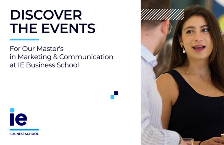 A promotional image for events related to a Master's program at IE Business School.
