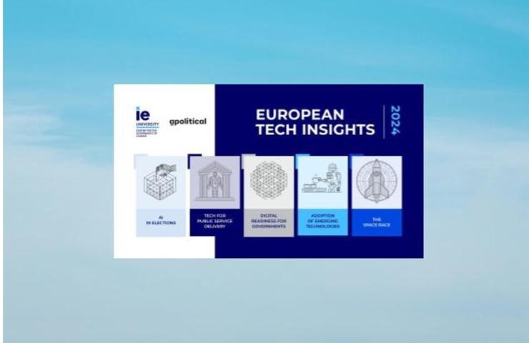 A promotional banner for 'European Tech Insights 2022' highlighting various technological and data analysis topics.