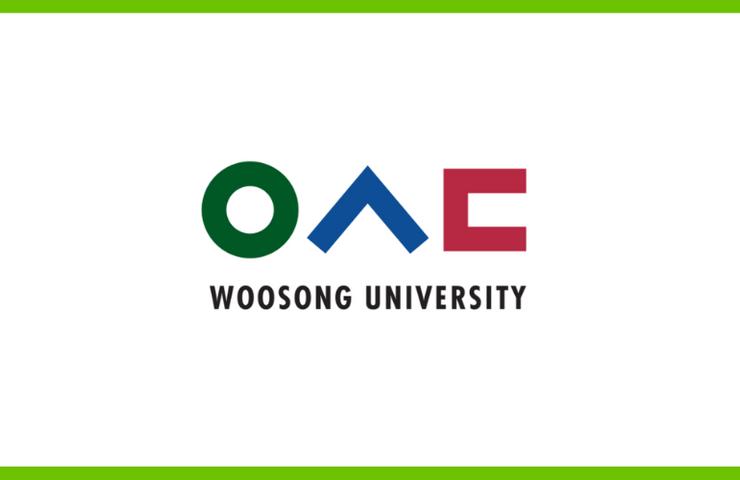 Logo of Woosong University featuring multicolored letters OAC on a white background.