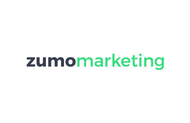 A logo with the text 'zumomarketing' in green and gray on a white background.