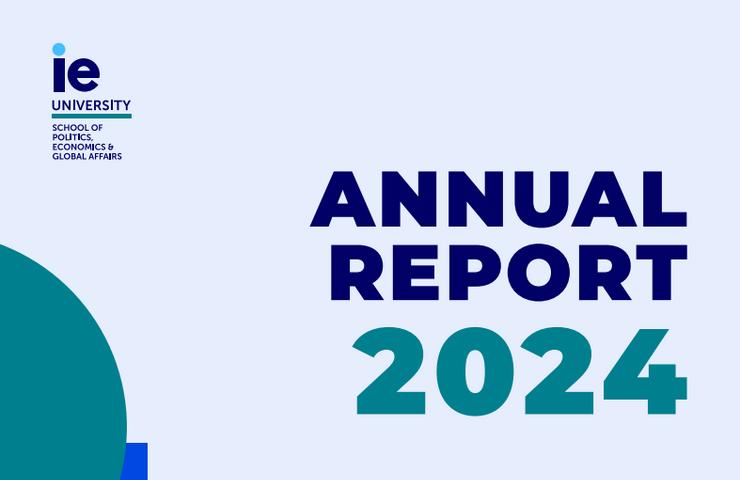 This is the cover of the annual report for IE University for the year 2024.