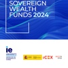 A promotional graphic for Sovereign Wealth Funds 2024 featuring abstract blue waves.