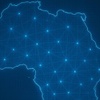 A digital representation of the African continent with a network of glowing connections.