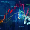 A robotic hand interacting with a digital financial graph.