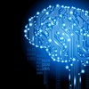 A digital brain illustration composed of circuit patterns and binary code.