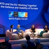 A panel discussion on NATO and the EU focusing on European defense and stability.