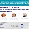 A promotional banner for an academic event on political science and technology.