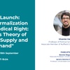 A promotional poster for a book launch event featuring a male speaker.