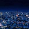 A panoramic view of Tokyo at night illuminated by city lights.