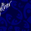 A blue graphic banner featuring the word 'Together' in stylish white font, adorned with abstract patterns and a logo.