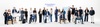 A diverse group of people posing together in a professional setting.