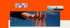 An artistic composition featuring a hand pouring sand against a bright orange background.