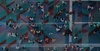Aerial view of a bustling crowd crossing a colorful patterned street.