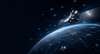 A satellite orbits Earth, surrounded by a network of smaller satellites and communication lines.