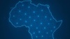 A digital representation of the African continent with a network of glowing connections.