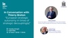 A promotional image for a conversation event featuring Thierry Breton discussing European strategic autonomy.