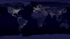 A satellite image showing the night lights of Earth's continents from space.