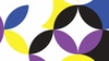 A colorful pattern featuring overlapping geometric shapes in various colors.