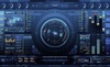 A futuristic digital dashboard featuring various data displays and controls.