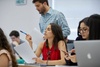 A group of students engaged in a classroom discussion.