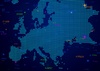 A digital map of Europe represented with dot patterns and numerical values.