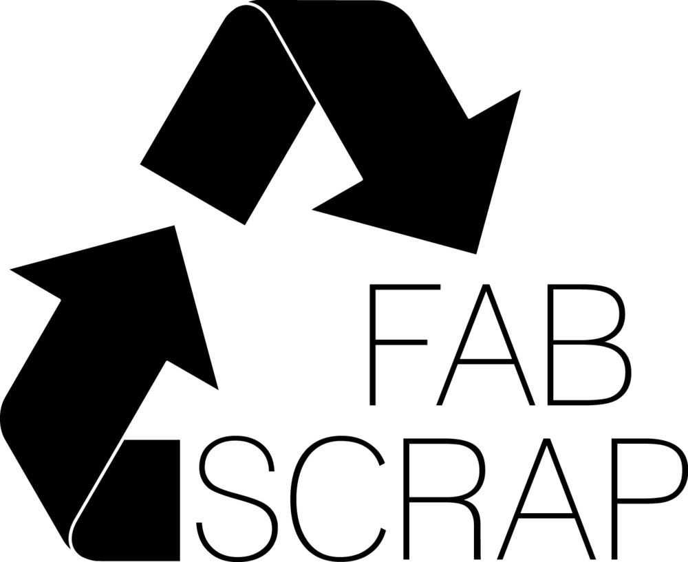 Black and white logo featuring the recycling symbol with the text 'FAB SCRAP'.