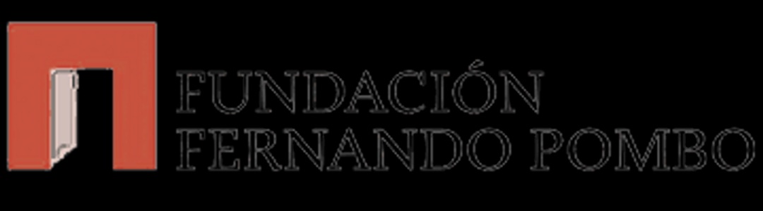 The image displays the logo of the Fundación Fernando Pombo featuring a stylized red square with a white book icon next to the name of the foundation in black text.