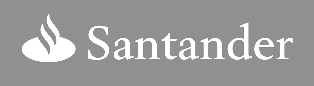 A logo of the Santander bank displayed in white on a gray background.