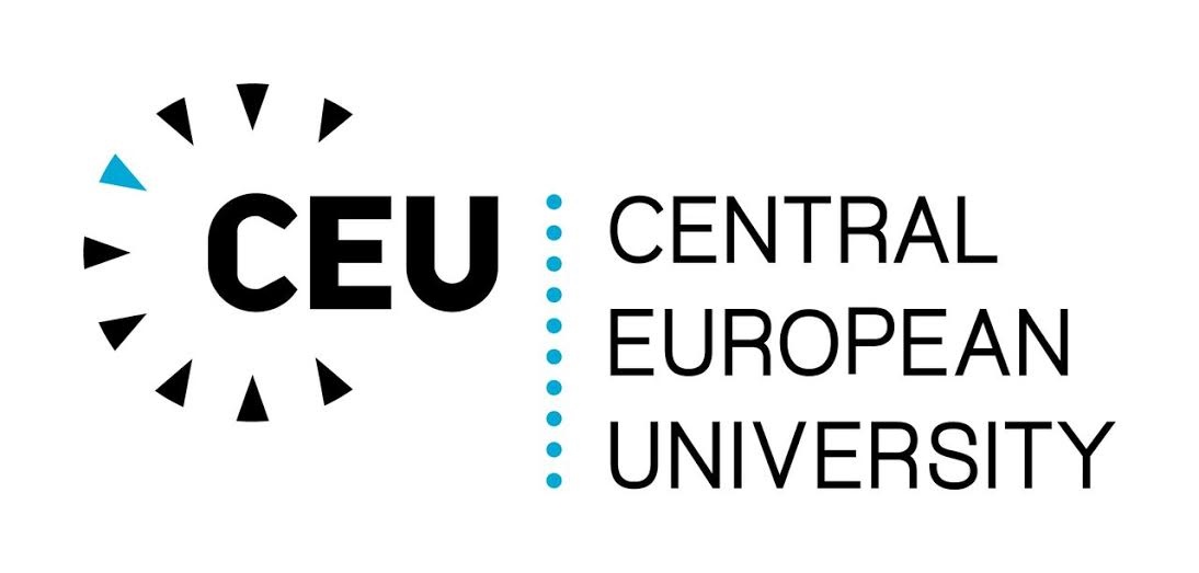 Logo of Central European University featuring stylized text and graphic elements.